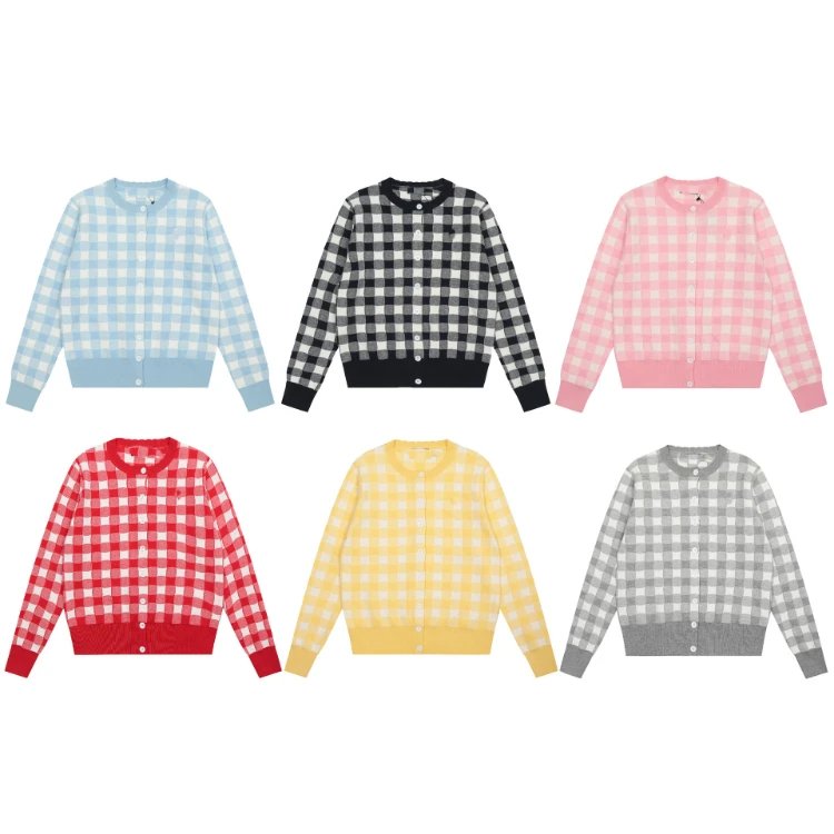 Gingham Check Cardigan Sweater [6 styles]