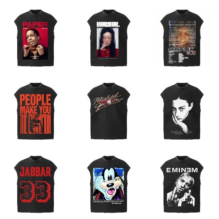 Black Sleeveless Graphic T-Shirts [24 styles]
